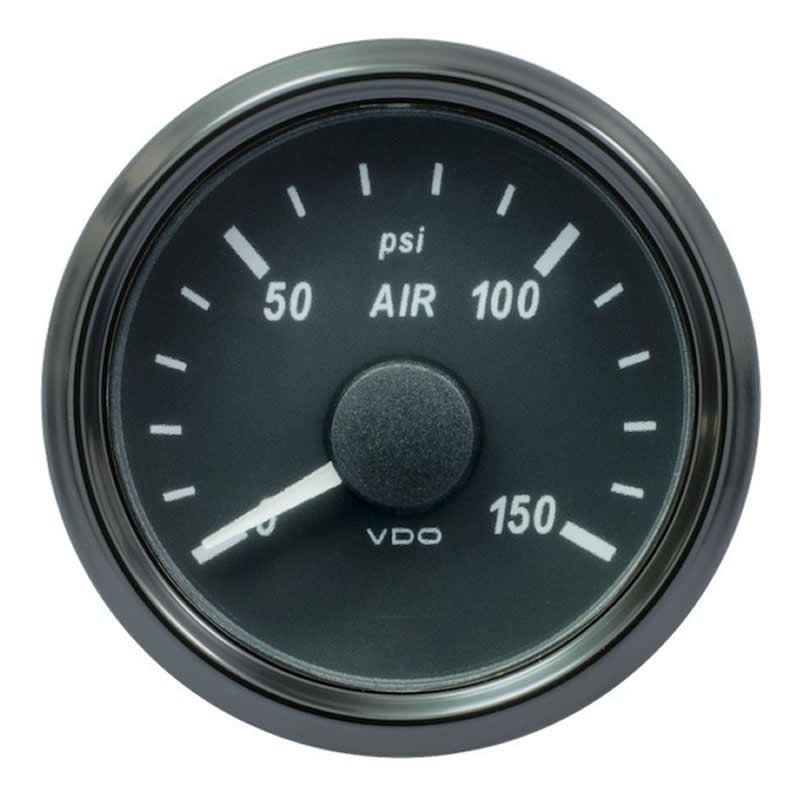 VDO SingleViu Air Pressure 150PSI Black 52mm gauge